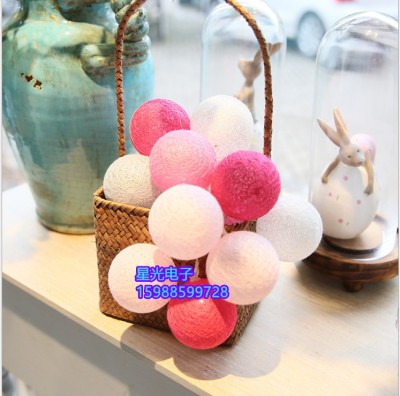 Led Colorful Cotton Ball Decorative String Lights Christmas Colorful Copper Wire Lamp Battery Led Small Colored Lights Flashing Light