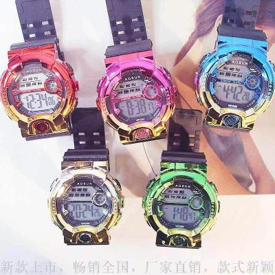 Ins Korean gradual rainbow color students waterproof sports watch