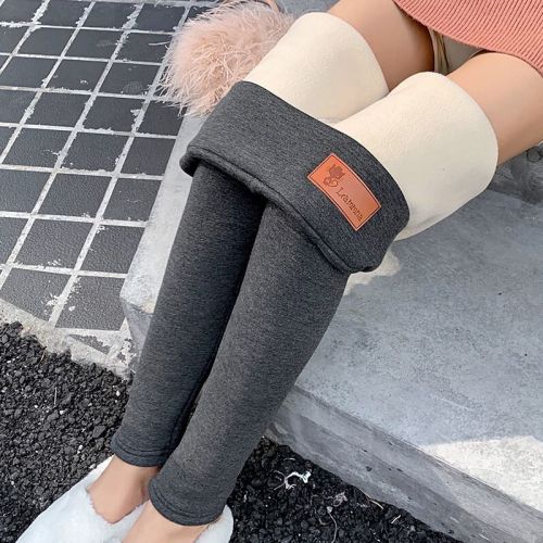 autumn and winter super thick lambswool kitten leggings plus velvet thickening high waist warm pants northeast wear oversized cotton pants women