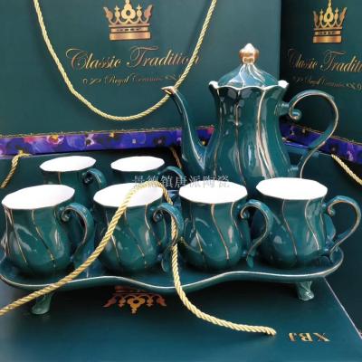 Firing water ware water cup coffee cup coffee pot foreign trade cup saucer european-style water ware gift promotion wedding jingdezhen