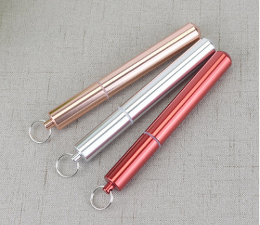 Aluminum alloy medicine bottle sealed waterproof telescopic straws sleeve key link hanging bottle custom metal medicine can multiple colors