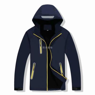 2019 Fall/Winter Hot-Selling Reflective Stripe Outdoor Fleece-lined Shell Jacket Custom Printed Logo Windproof Waterproof Men's and Women's Work Clothes
