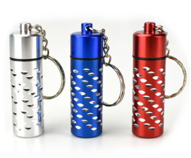 Outdoor portable medicine bottle aluminum alloy key chain mini pill bottle