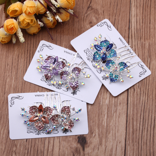 0 Yuan Store Ornament Rhinestone Hair Comb Multi-Tooth Non-Slip Comb Adult Lady updo Bun Head Hairpin All-Match 