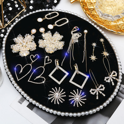 Cross-Border Hot Selling European and American Metal Vintage Earrings Korean Style Sterling Silver Needle Online Influencer Tassel Earrings Fashion Exaggerating Earrings