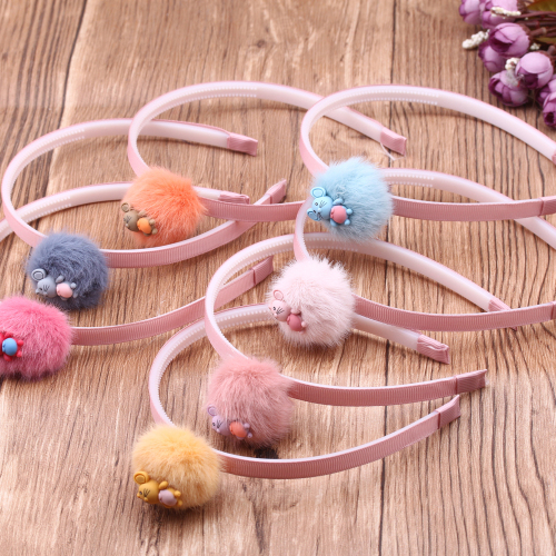 pudding station 5 yuan store supply stall hair ball children‘s headband cute sweet princess bear headband