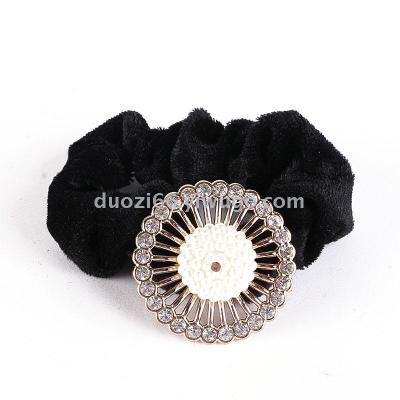 Full drill flannel hair band simple ponytail hair band temperament lady velvet hair band hair rope