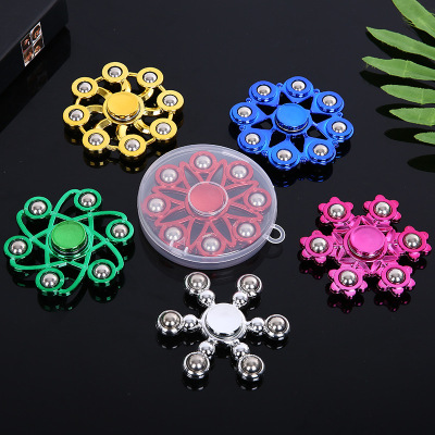 Factory Direct Sales Electroplated Gyro Plastic Steel Ball Gyro Fingertip Gyro Stall Toy Wholesale Five Beads Six Beads Eight Beads