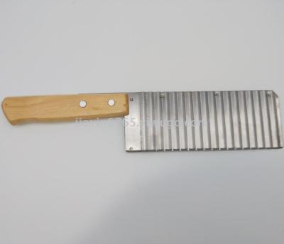 Corrugated knife with wooden handle, plastic handle wavy stainless steel French fry knife potato wavy knife wavy knife