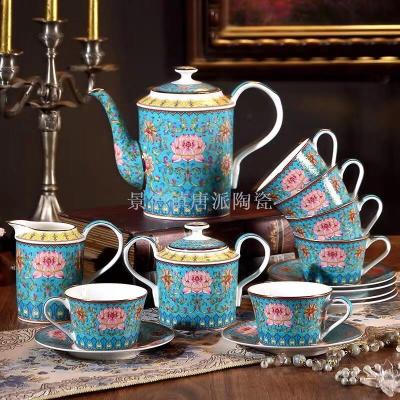 Ceramic water cup coffee cup coffee pot ceramic pot cup saucer European water gift promotion wedding jingdezhen