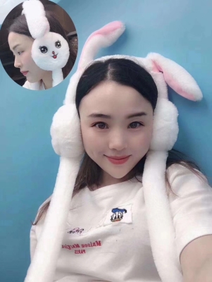 Rabbit Ear Ear Protection with Light Plush Airbag Cartoon Pattern Mixed with Winter Warm-Keeping Earmuffs Selling Cute Artifact