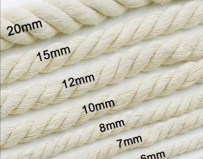 3-Strand Cotton String, Eight-Woven Cotton Cord, Pure White Cord, Color Cotton String