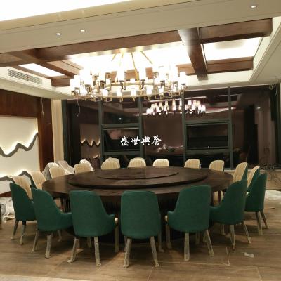 Hangzhou upscale club new Chinese style electric table customized star hotel restaurant box solid wood round table
