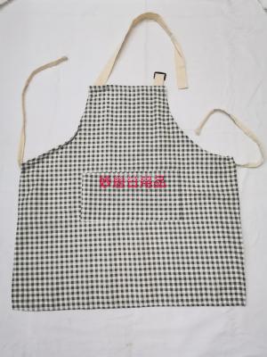 Cotton Cleaning Apron Kitchen Home Workwear Bakery Cotton Linen Plaid Apron