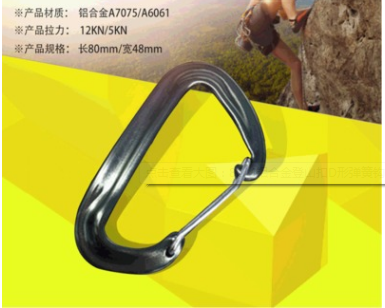 8CM aluminum alloy mountaineering buckle D shape spring hook rock climbing quick hanging 12KN skydiving fitness belt hammock buckle safety hook