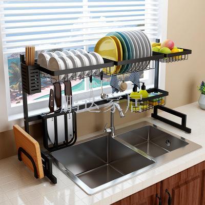 Black stainless steel kitchen rack sink drying dishes asphalt rack kitchen utensils and appliances storage rack kitchen 