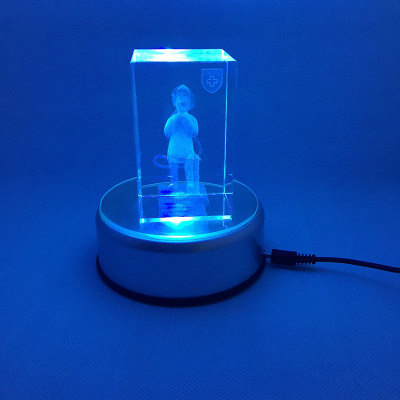 LED silent 90 rotating colorful lamp holder handicraft 3D inside carved crystal inside carved base