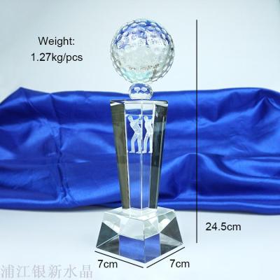 Crystal trophy customized trophy inside carved 3 d customized golf sports competition competition prize MVP games