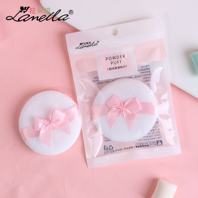 LaMeiLa Flocking Powder Puff round Bow White Powder Puff Makeup Multi-Purpose Blush Powder Puff A80018