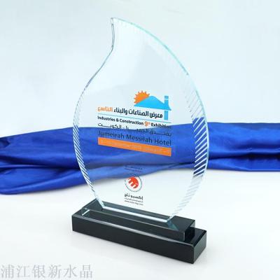 Crystal authorization trophy business commemorative year end gift dealer medal peach leaf