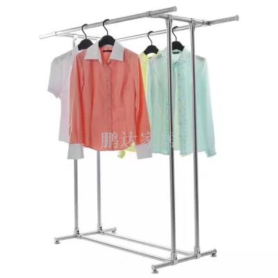 Manufacturers direct floor telescopic double rod drying rack stainless steel folding clothes rack trade gifts