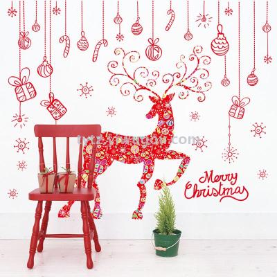 Christmas decoration transparent PVC Santa deer stickers