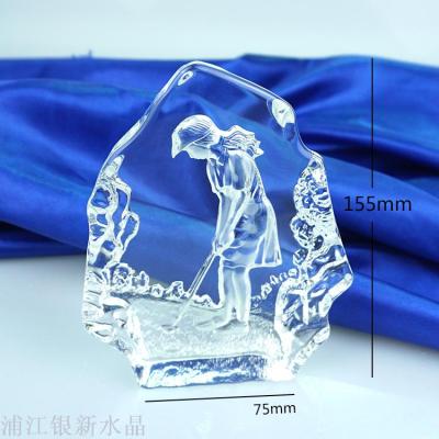 Golf tournament crystal trophy custom award souvenir production custom lettering