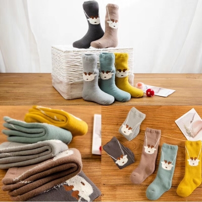 2019 Haobo bear pure cotton wool rings children's socks thickened baby calf socks