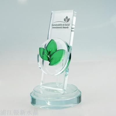 Annual leaves color crystal trophy decorated business office celebration gift display