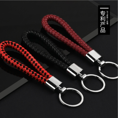 Creative Simple Handmade Leather Rope Braided Rope Car Key Chain Rough Practical Couple Bag Ornament Key Ring Female