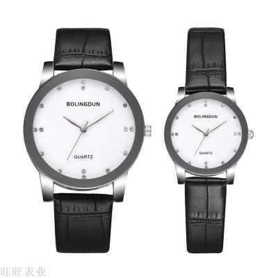 Lovers watch with diamond-graduated waterproof lovers student watch men's and women's quartz watch hot-selling watch
