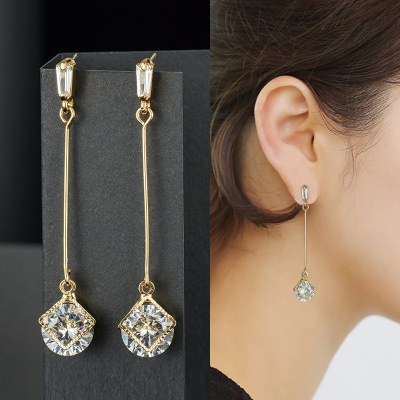 2019 new anti-allergy earrings hot girls fashion long zircon earrings wholesale