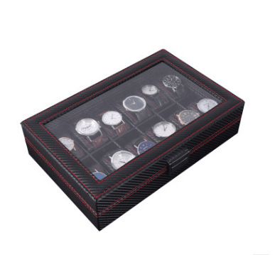 In Stock Wholesale Luxury Edition Carbon Fiber 12-Bit Watch Storage Box 12-Piece Pu Watch Box