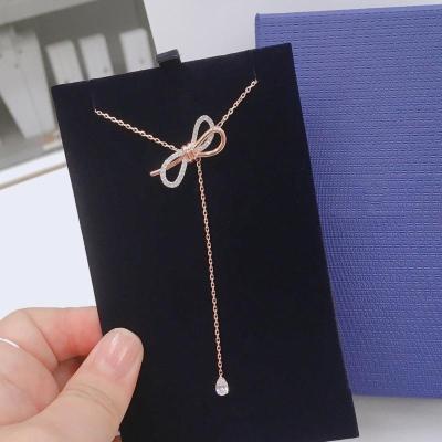 Xiaohongshu douyin is a new web celebrity zircon necklace with bow tassel collarbone necklace