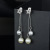 Korean version creative five-pointed star micro inlaid long earrings girls fashion pearl earrings silver needle anti-allergy