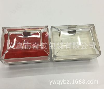 Qiyun transparent crystal double ring box jewelry box shows the elegant fashion high-end jewelry