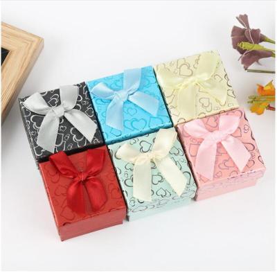 Multi-color Bronzing heart box bowknot jewelry box set of Accessories Storage box Heaven and Earth cover box wholesale