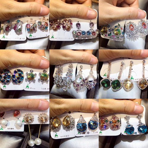 inlaid with austrian crystal spring and summer korean style earrings women‘s earrings simple elegant earrings wholesale manufacturers