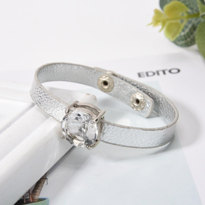 Korean Style Fashion Diamond-Encrusted Women's Wrist Strap Jewelry 2019 Cross-Border New Leather Bracelet Jewelry Factory Wholesale