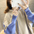 Polyester fiber lazy wind loose fashion patchwork color plus wool thick hoodie lady