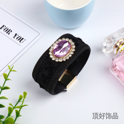 2019 New Black Horsehair Magnet Buckle Bracelet Jewelry for Girls Cross-Border Exclusive for Hand Ring Bracelet Customized by Manufacturers