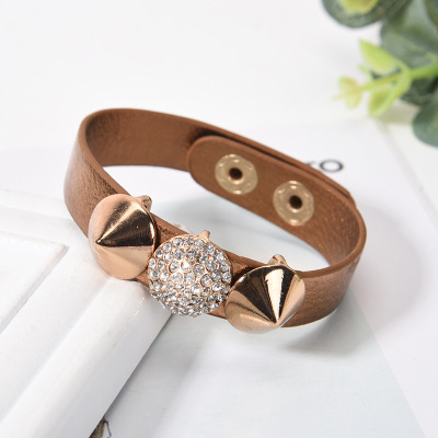 2019 Cross-Border Exclusive for Leather Bracelet Supermarket Promotional Jewelry Fashion Korean Style Diamond-Studded Women's Wrist Strap Wholesale