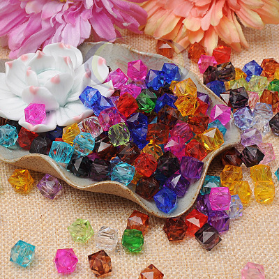 DIY manual beading material acrylic beads transparent bead wholesale 10mm transparent square beads according to jins