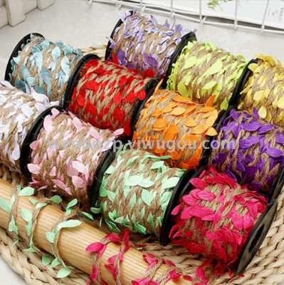 DIY colour green rattan leaf greenery forest fastens adornment rope hemp rope manual