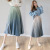 Authentic autumn/winter graded velvet skirt pleated skirt \"women 's mid - length high - waisted versatile retro skirt
