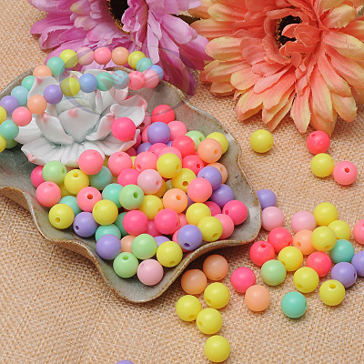 DIY solid color round beads spring color han white beads wholesale acrylic beads candy beads 8-20mm