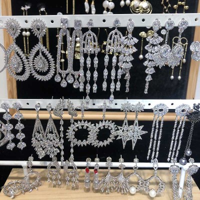 In batches, they are all large heavy industry ~ Europe and the United States 925 silver zircon micro-set earrings long earrings wholesale
