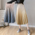 Authentic autumn/winter graded velvet skirt pleated skirt \"women 's mid - length high - waisted versatile retro skirt