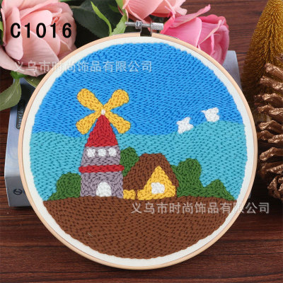 Student Craft Class Simple Production Poke Embroidery Embroidery Chopping Embroidery DIY Material Package Leisure Handmade Kit Fabric