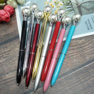 New Multicolor Big Pearl Metal Ball Point Pen Diamond Ballpoint Pen Spherical Pen Cute Creative Fashion Gift Pen DZ